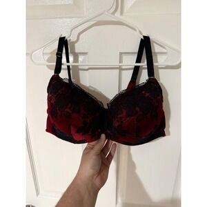 Torrid Curve Red Black Floral Lace Underwire T-Shirt Bra 42C 11843285